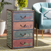 Baxton Studio SJ14512-Multi-4DW-Chest Amandine Vintage Rustic French Inspired Multicolor Finished Wood 4-Drawer Accent Storage Chest